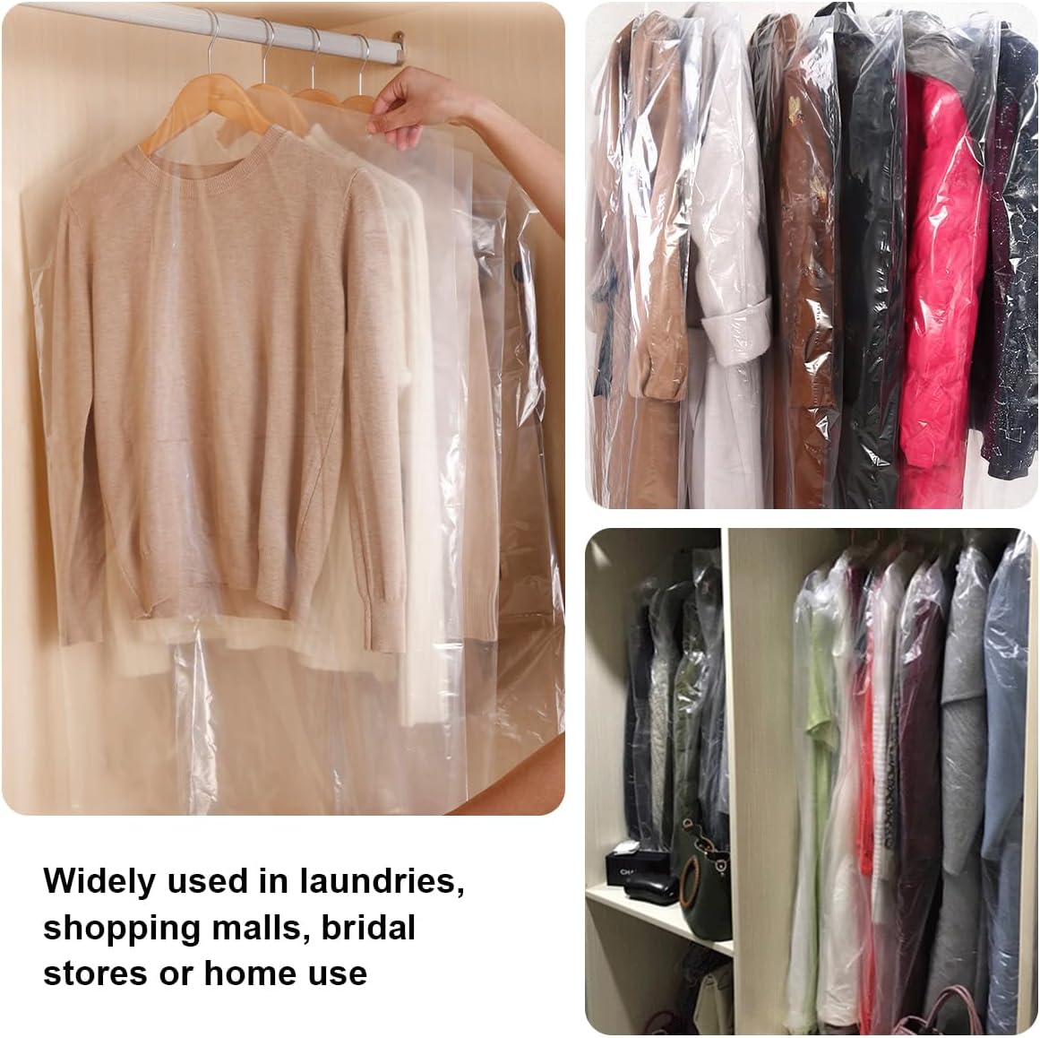 10 Pièces Housses de Vêtements, 55 ×80 cm Transparent Housse Vêtements à Suspendre, Housse Costume, Housses de Protection Anti-Poussière - 6