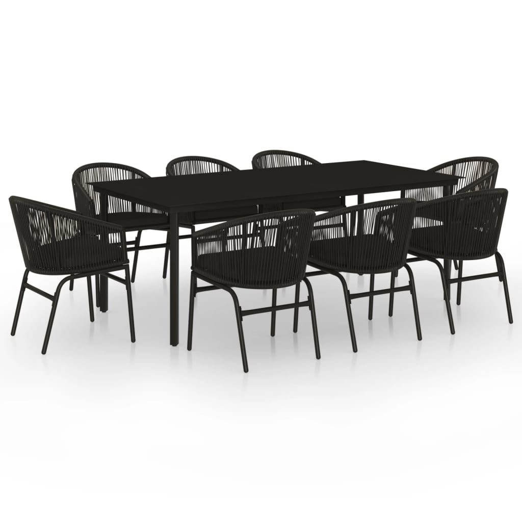 Ensemble à manger de jardin 9 pcs Noir vidaXL - 2