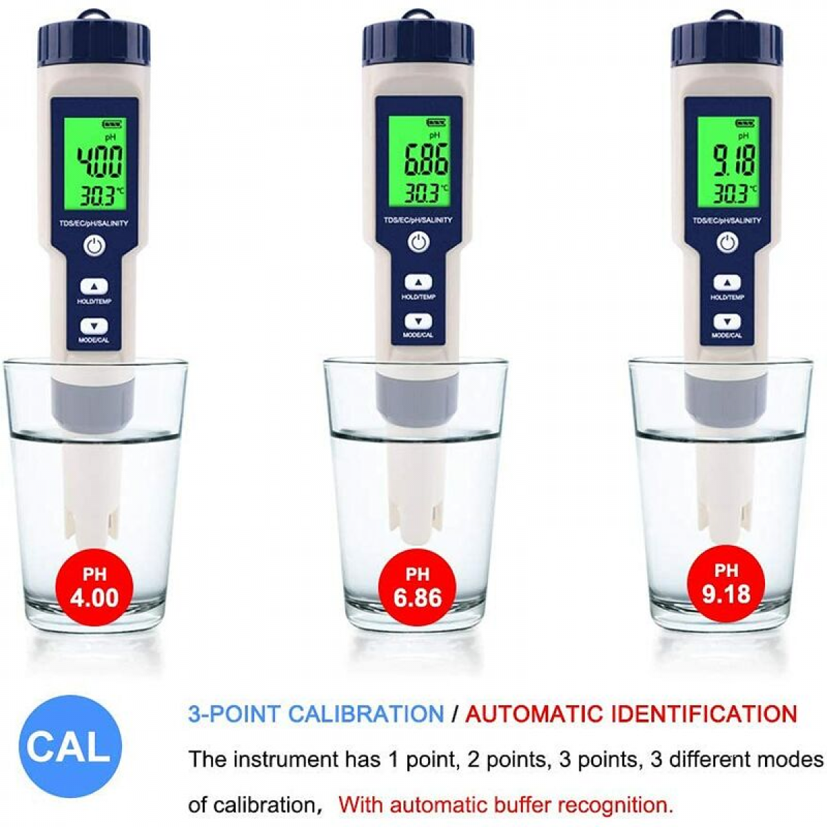 PH-Mètre, Testeur PH Mètre 5 En 1 PH/TDS/EC/ORP/Tempmètre, Testeur De Moniteur De Qualité De L'eau Pour Piscines, Culture Hydroponique, Eau Potable, A - 4