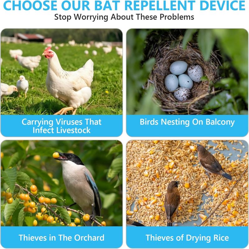 Répulsif à chauves-souris ultrasonique Metessi 2025 – Éloignez les chauves-souris, rechargeable intérieure et extérieure, sûr pour les-humains.. - 7