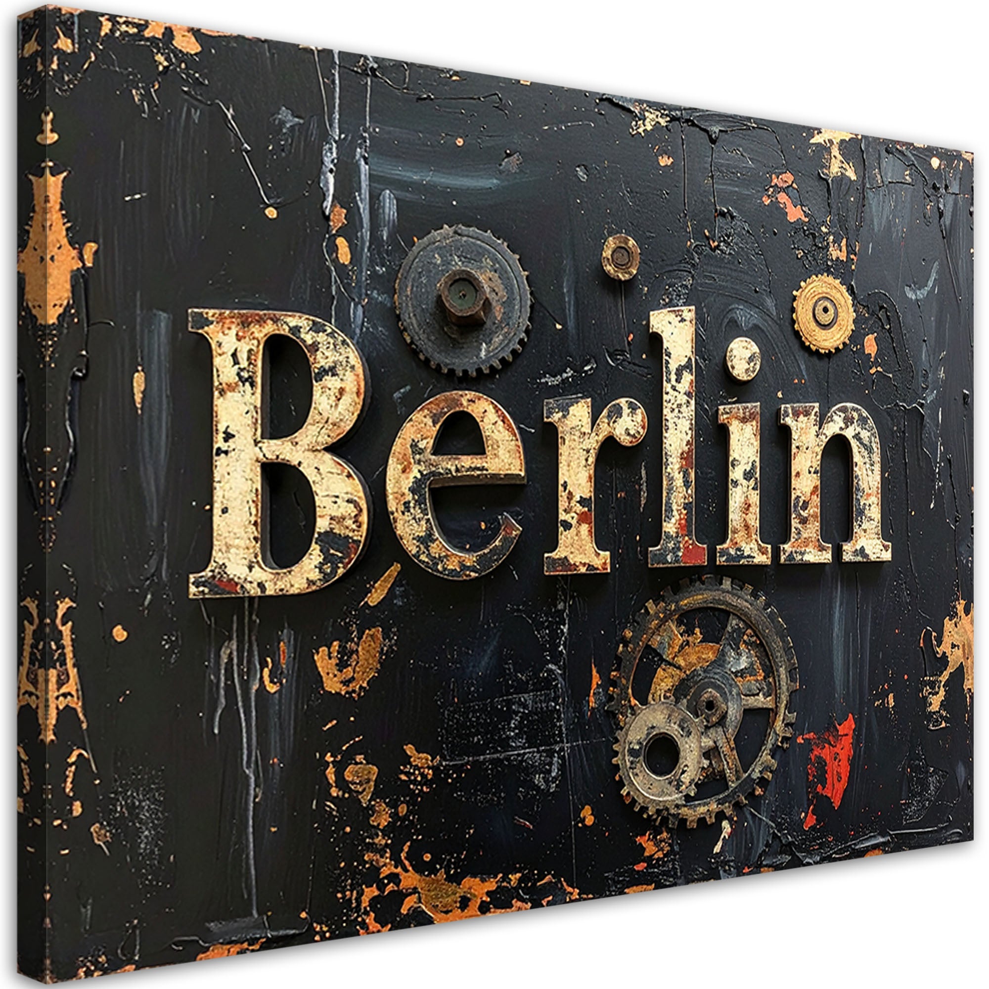 Obraz industrialny do salonu biura, Napis Berlin Typografia 60x40
