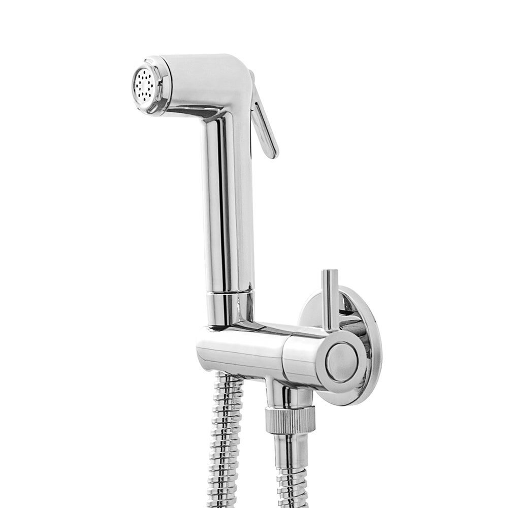 Set doccetta bidet cromata in abs con pulsante on/off e supporto con rubinetto - 2