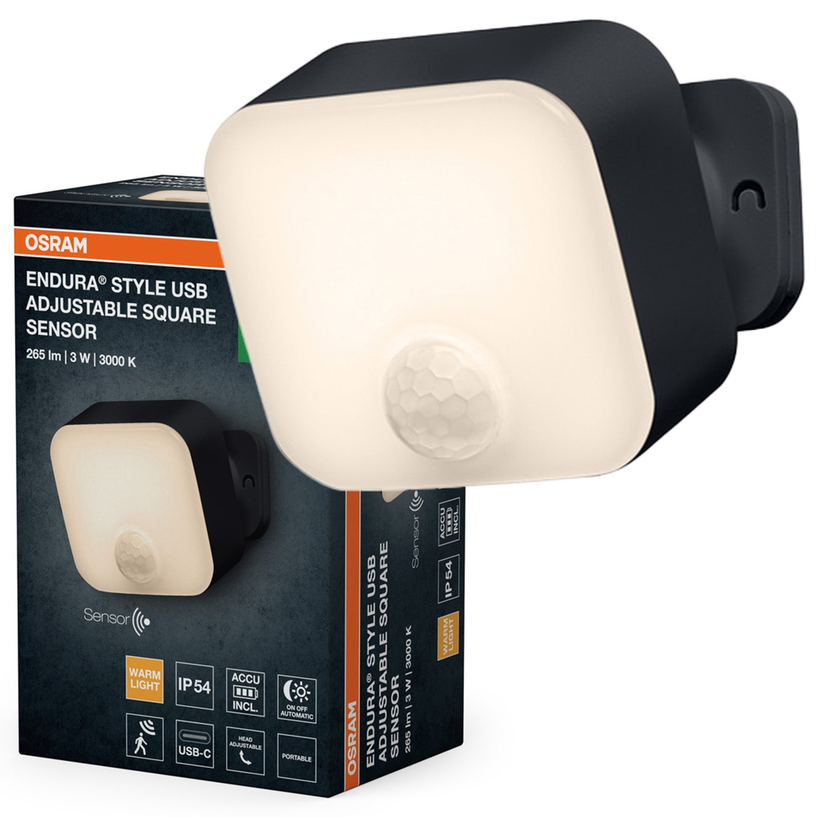 Kinkiet Ogrodowy Osram Lampa Elewacyjna Zewnętrzna LED z Czujnikiem Ruchu i Zmierzchu 3W 150lm 3000K Ciepła biel Ściemnialna Szary IP54 1 szt.
