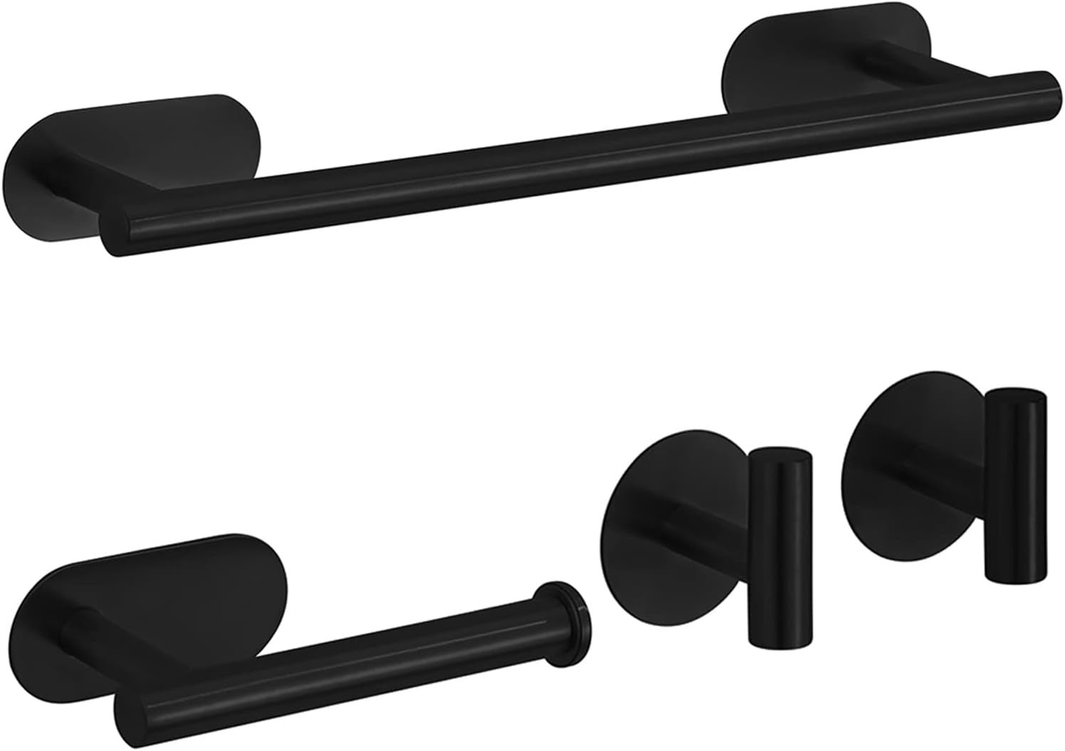 Zestaw akcesoriów łazienkowych 4-częściowy, uchwyt na papier toaletowy ze stali nierdzewnej, czarny wieszak na szlafrok