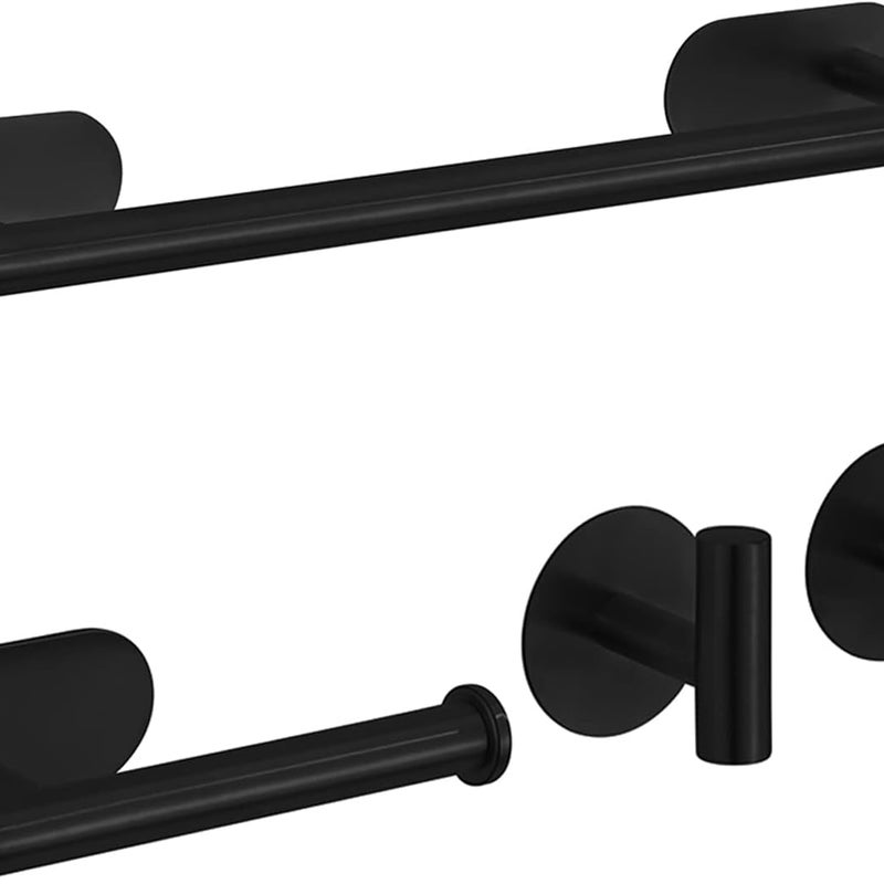 Zestaw akcesoriów łazienkowych 4-częściowy, uchwyt na papier toaletowy ze stali nierdzewnej, czarny wieszak na szlafrok