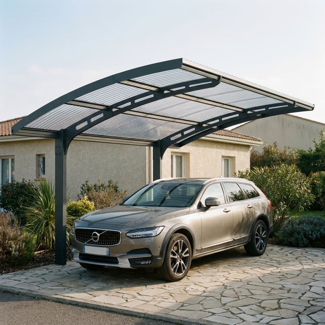 Carport Arizona Wave 4,95 x 2,89 m Gris, toiture Gris Canopia