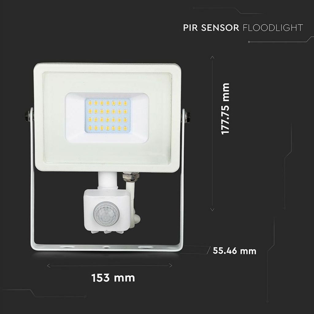 Proiector LED V-TAC VT-20-S 20W 1600 lm 3000K IP65 alb aluminiu cu ...