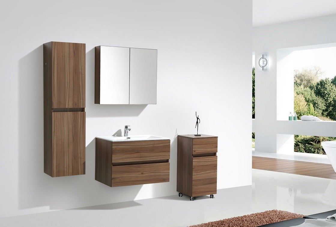 Meuble salle de bain design simple vasque SIENA largeur 80 cm noyer - 4