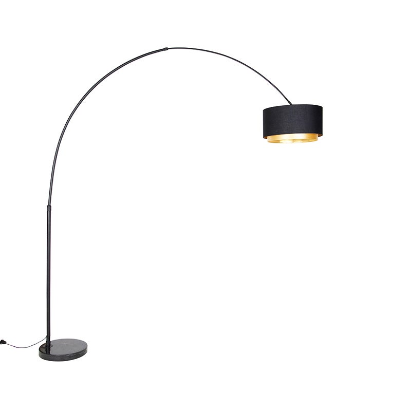 Lampadaire arc moderne noir avec abat-jour duo noir et or - XXL - 9