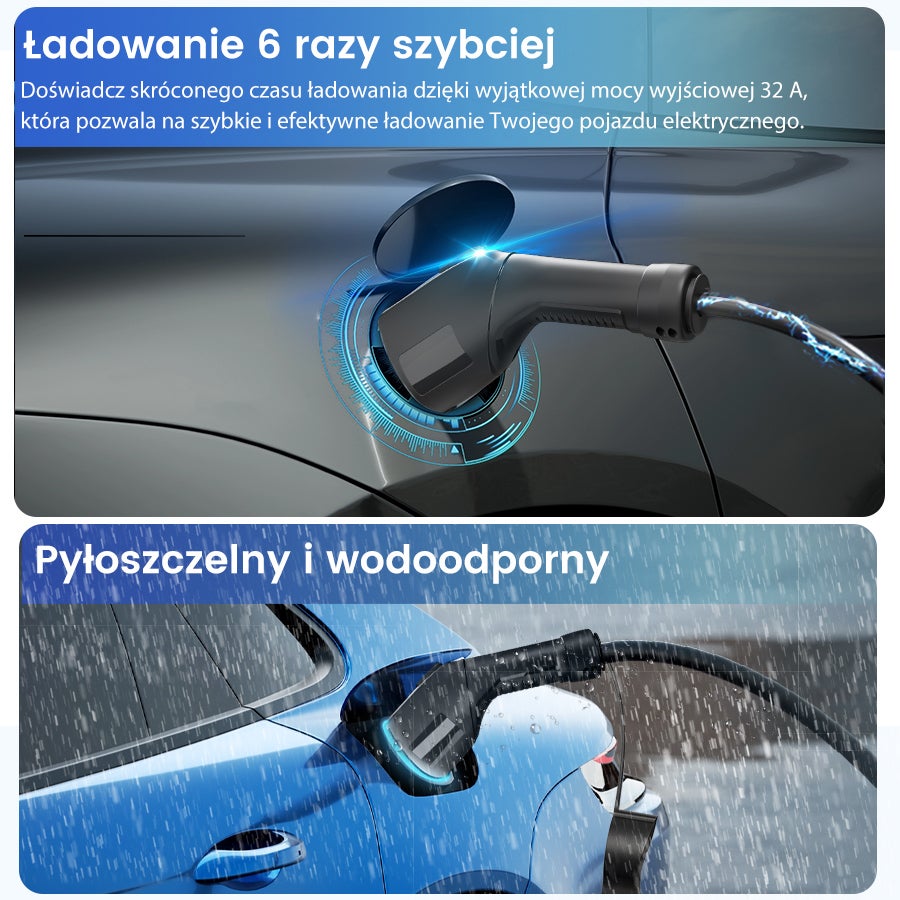 Przenośna Ładowarka EV JUNSUN 11kW | Typ 2 | Kabel 6m | IP65 | Ładowanie 3-fazowe | Aplikacja - 8