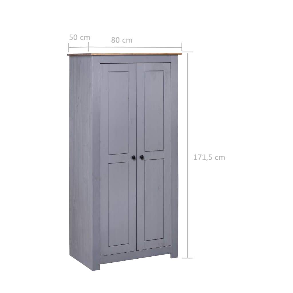 Armário de madeira maciça de pinho cinza Gama Panama 80x50x171,5 cm - COMFORTXL - 6