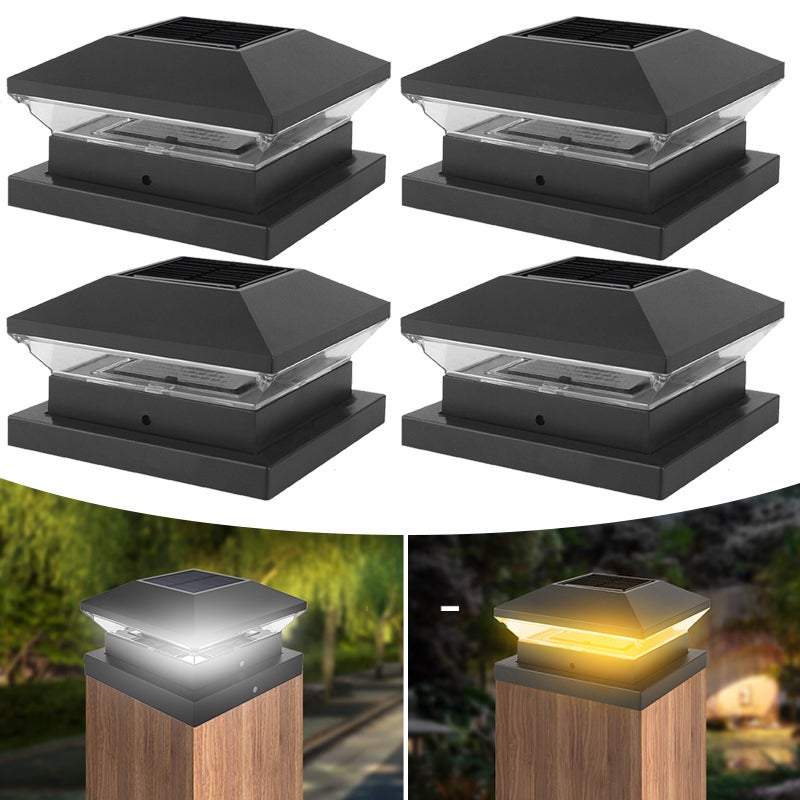 Lampe Exterieur Lumières Solaires De Chapeau De Poteau 2 Modes Lampe Led Pour Jardin Terrasse Clôture 4X4 5X5 6X6 Pouce Potea[S648] - Maison