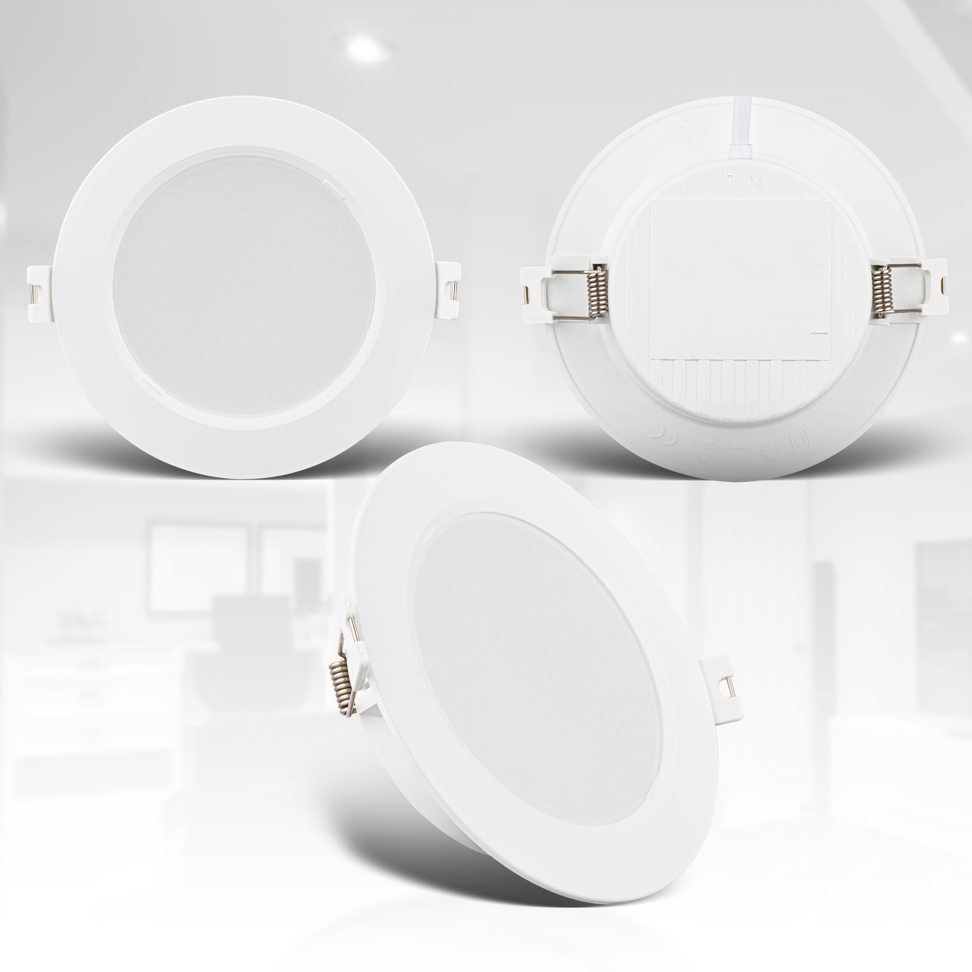 Lot de 5 spots LED encastrables - ultra-plats - fixes - 6W 660lm - 4000K - IP20 - blanc - B.K.Licht - 3