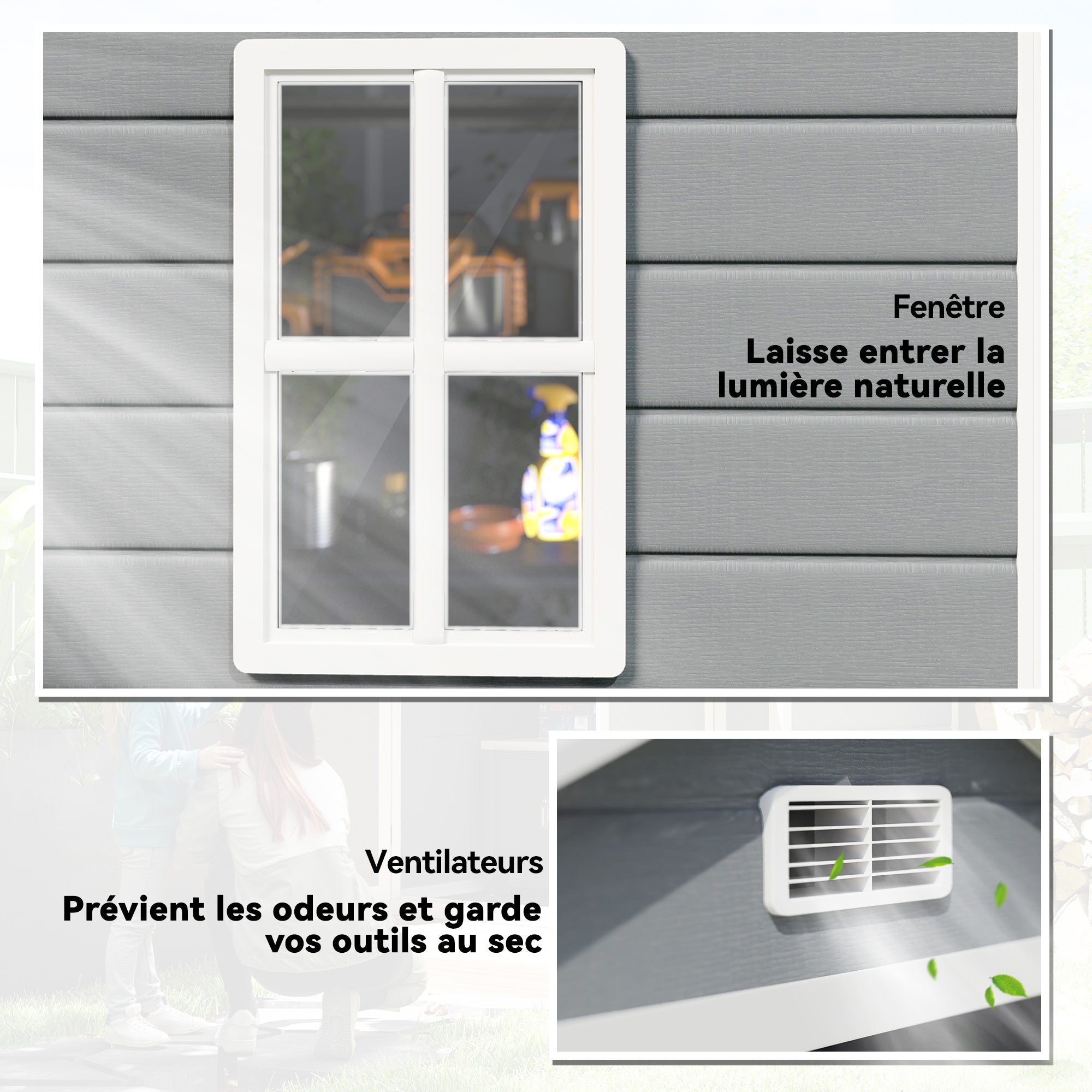 Armoire de jardin polypropylène Outsunny 2,12 m² gris - 7
