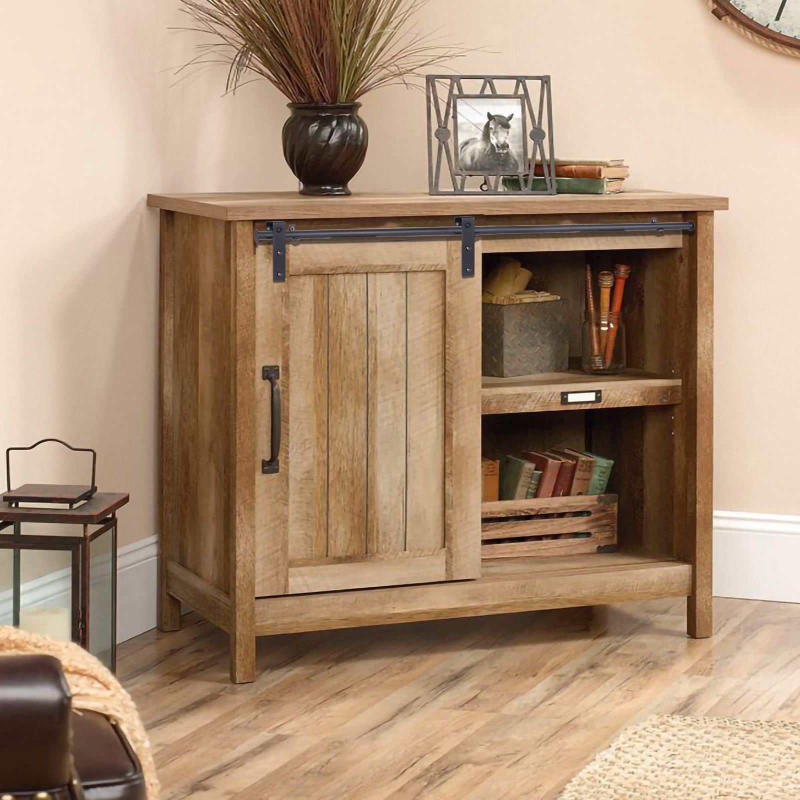 Mini Kit de Matériel de Porte Coulissante de Placards, Quincaillerie Système Rail Porte Suspendue pour Meuble TV Armoire - Porte Simple 3FT/90CM - 2