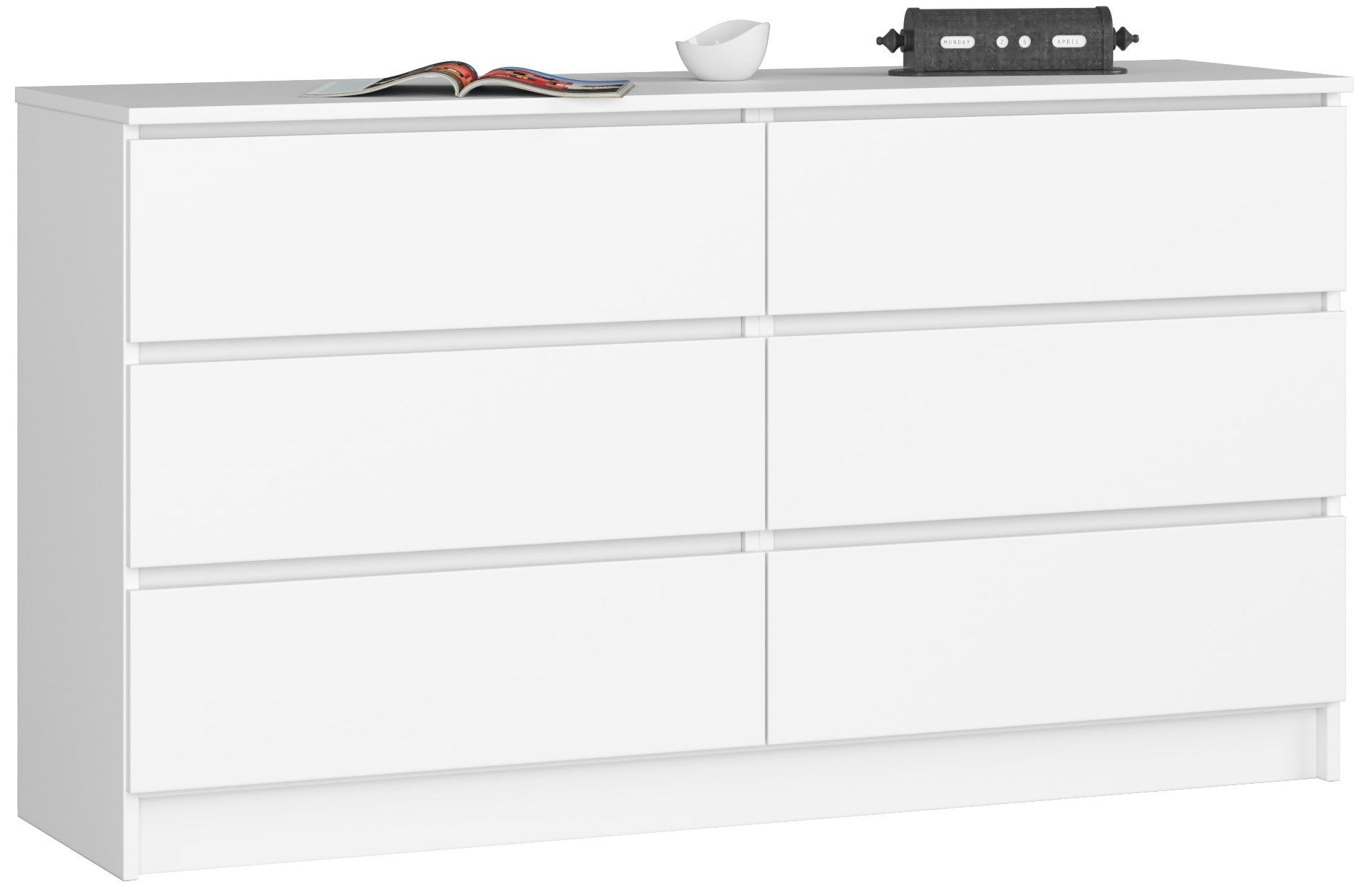 Komoda AKORD K140 Biała 138 cm 6 szuflad kolor Biały mat 138x40x77 cm
