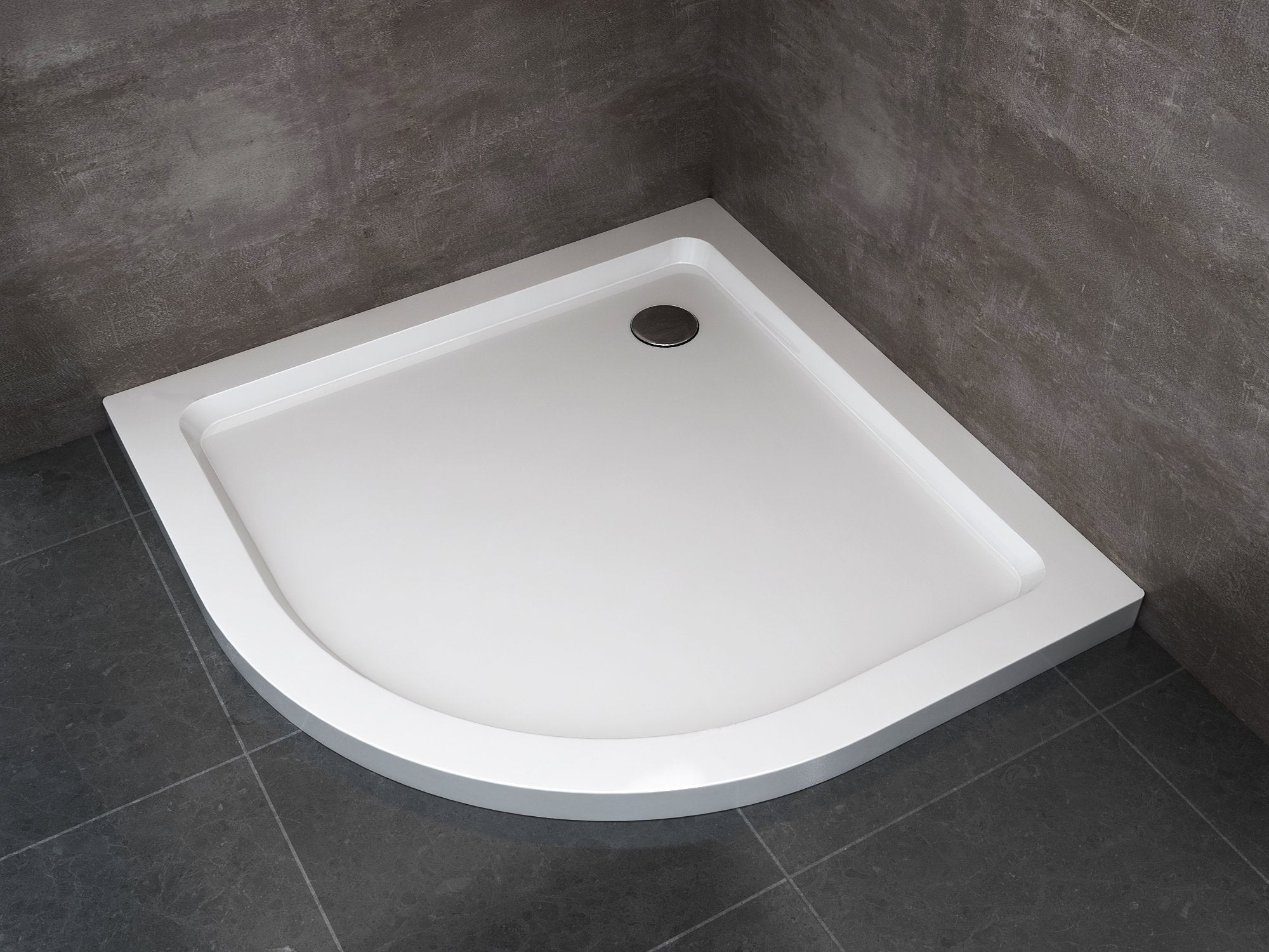 Receveur de douche semi-circulaire surbaissé en Abs avec bonde inclus H. 5 cm – 80 x 80 - 2