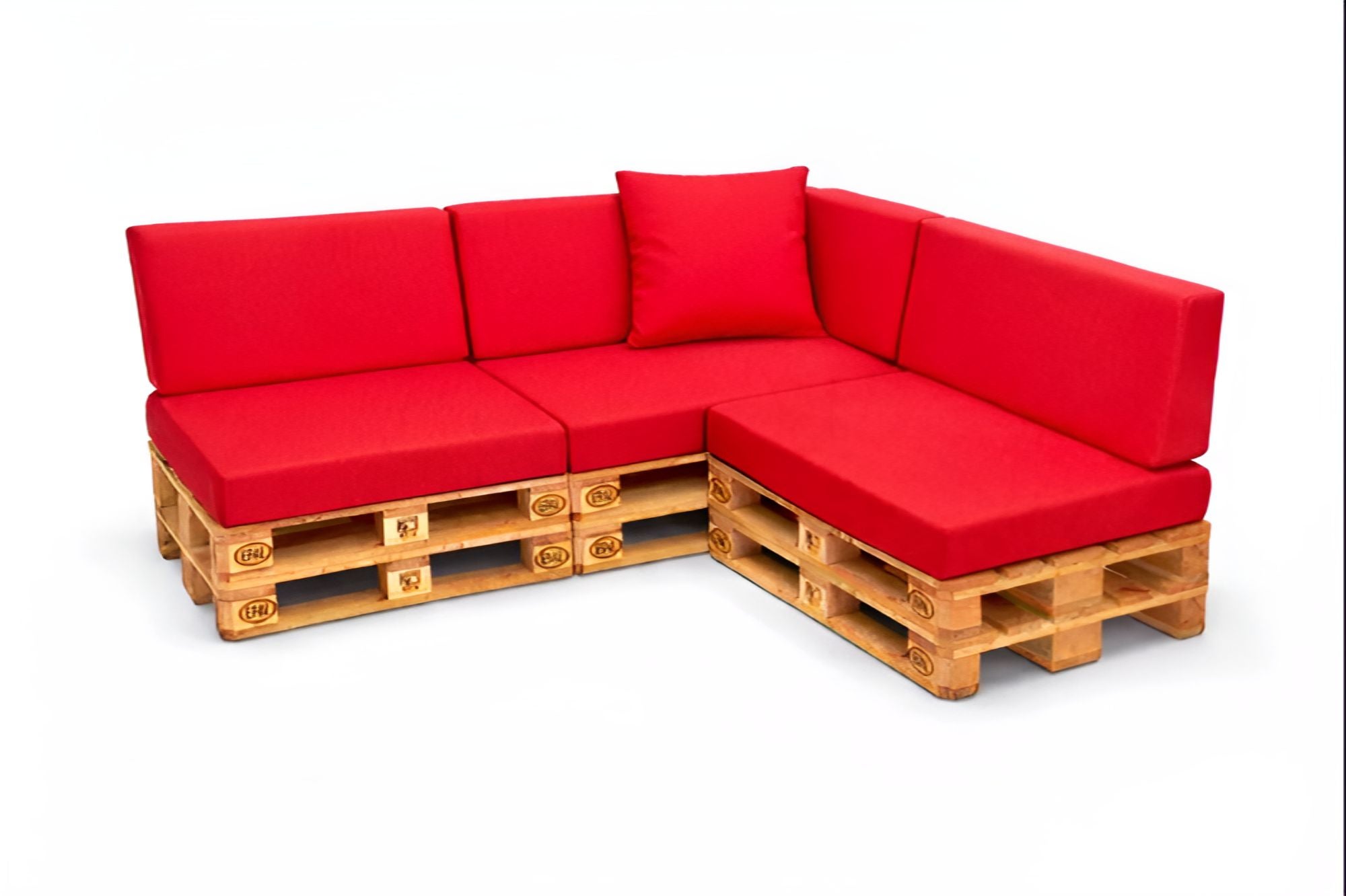 Zestaw 8 poduszek na palety ogrodowe 120×60×10 cm – siedzisko i oparcie 120×40×10 cm, poduszki na meble ogrdowe, czerwony