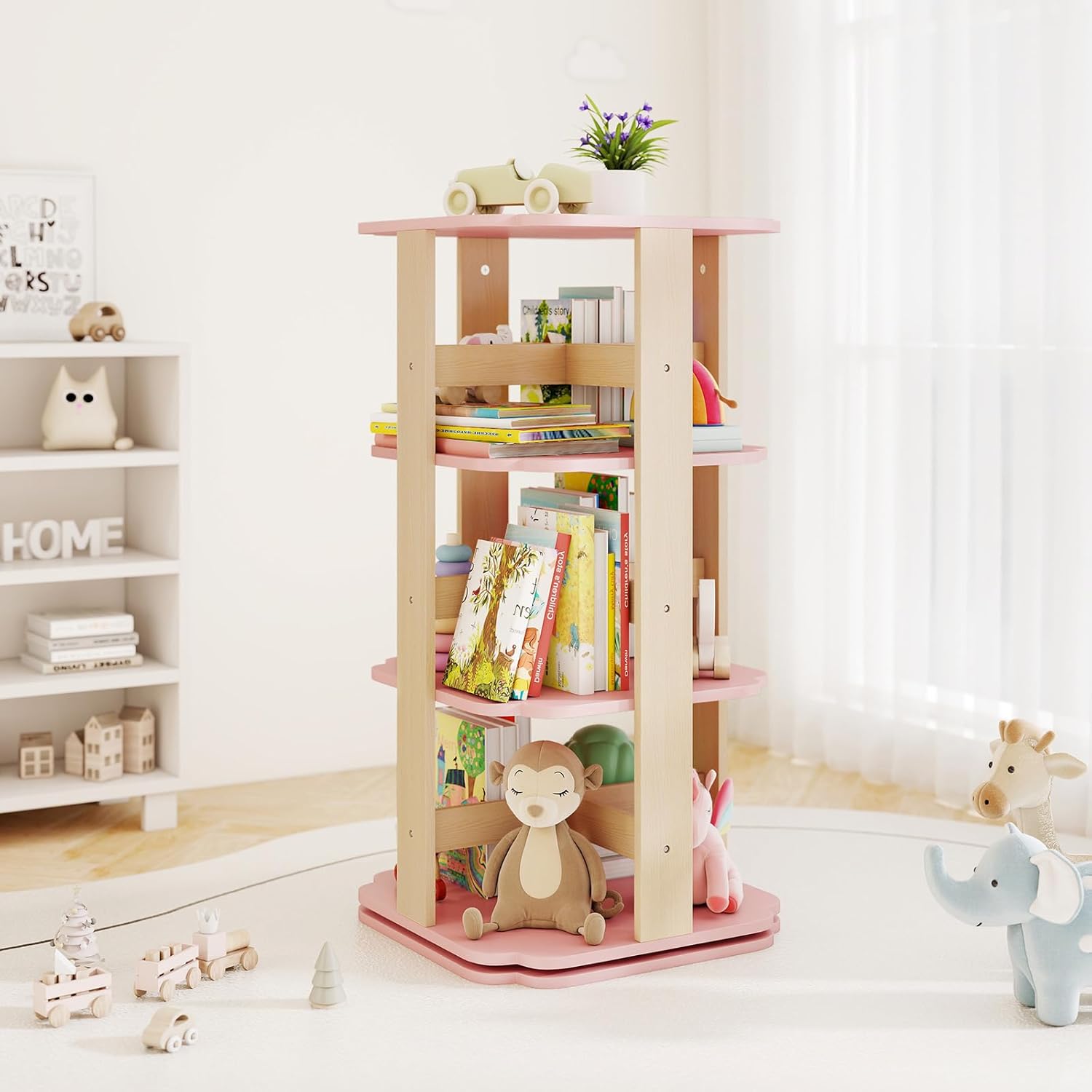 Libreria Girevole a 360 Gradi (36×36×135,5 Cm), Alta Libreria Colonna, Porta Lib