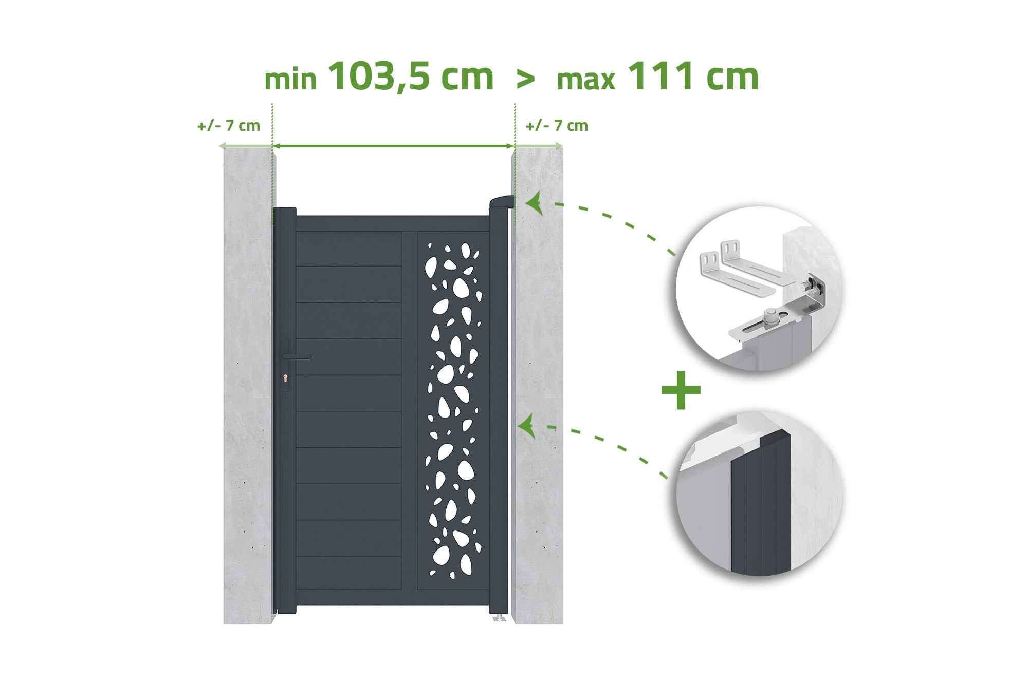 Brama regulowana o szerokości 1m SUNNY H.180cm szare aluminium