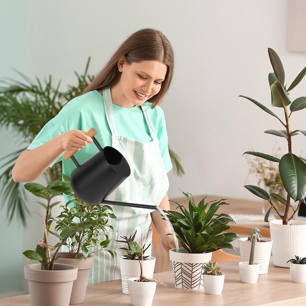 Arrosoir, 35oz 1L Petit Arrosoir, Mini Arrosoirs de Jardin pour Plantes Intérieur et Extérieur Plantes Succulentes Fleurs (Noir) - 5