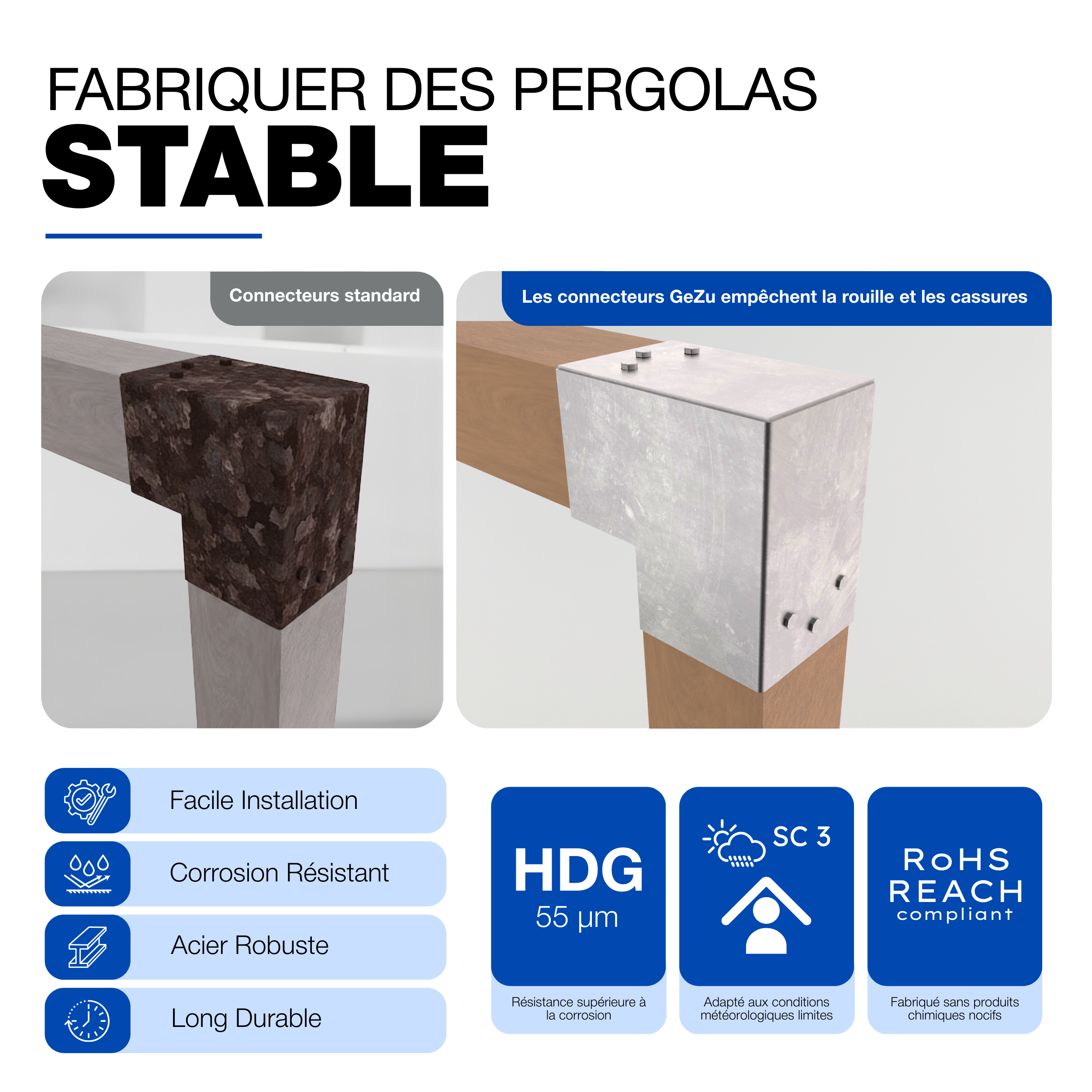Connecteur de Poteau en L 71x71 mm Galvanisé à Chaud Pergola Forme en L Connecteur de Poteau d’Angle Pavillon Pergola Connexion D'Angle GeZu Impex - 6