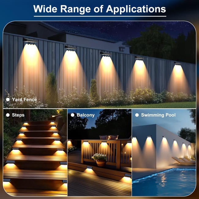 4/12x Luci Solari LED Lampada Da Recinzione Lampade Da Parete - Foto 10