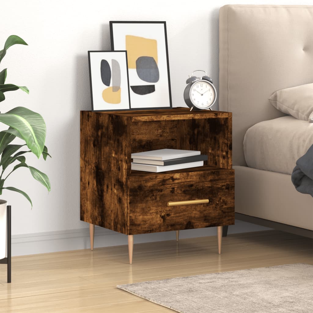 Table de chevet，Table d'appoint, Table de nuit pour Salon Chambre chêne fumé 40x35x47,5 cm bois d’ingénierie644846 - 2
