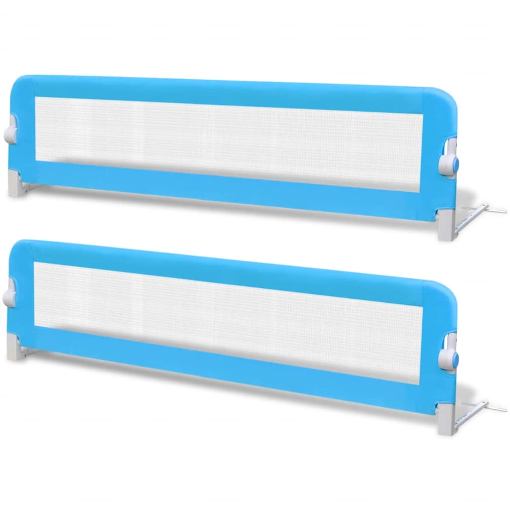 Barandilla de seguridad cama de niño 2 uds | barrera de seguridad azul 150x42 cm cfw65197