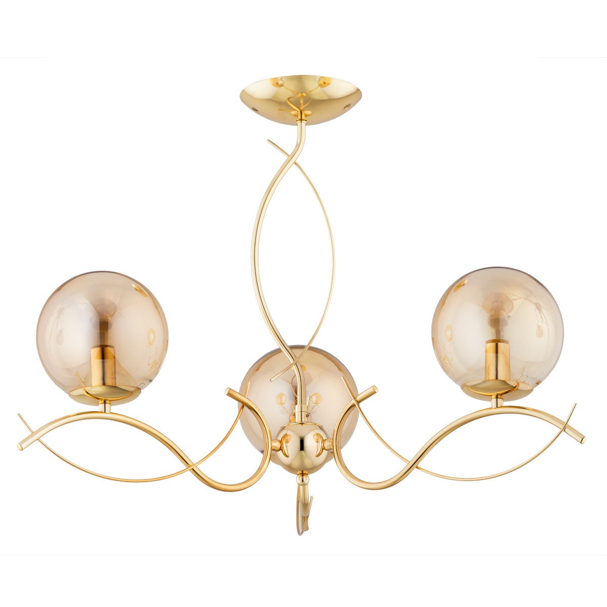 Lampa sufitowa wisząca Elita złoto-bursztynowy 3xE14x10W dekoracyjna wym: 49 x 64 x 64 cm metal Alfa