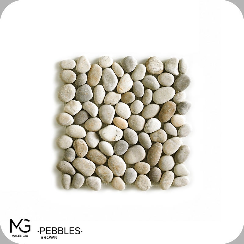 Mozaika z naturalnych kamieni morskich 30 x 30 cm | PEBBLES BROWN | (Opakowanie 11 siatek = 1 m²)