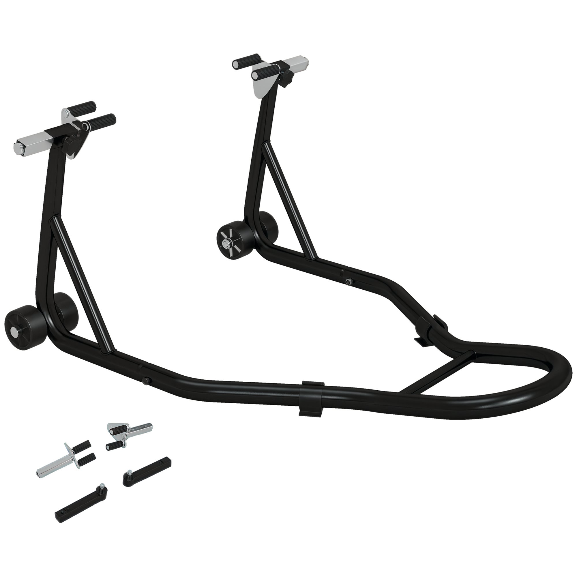 Support Lève-Roue Moto HOMCOM - Bloque Roue 17 à 21 Pouces - Pour Réparation Et Stockage - Métal Époxy Noir