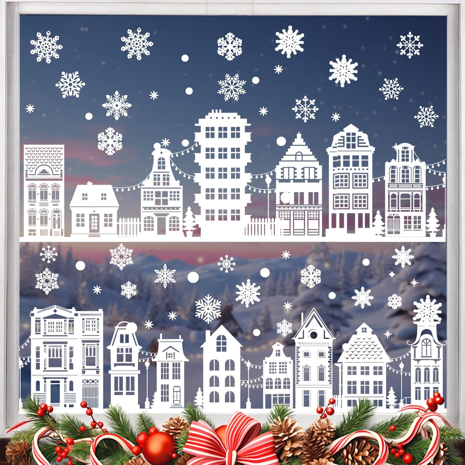 Autocollants de Noël réutilisables pour fenêtres, autocollants de Noël