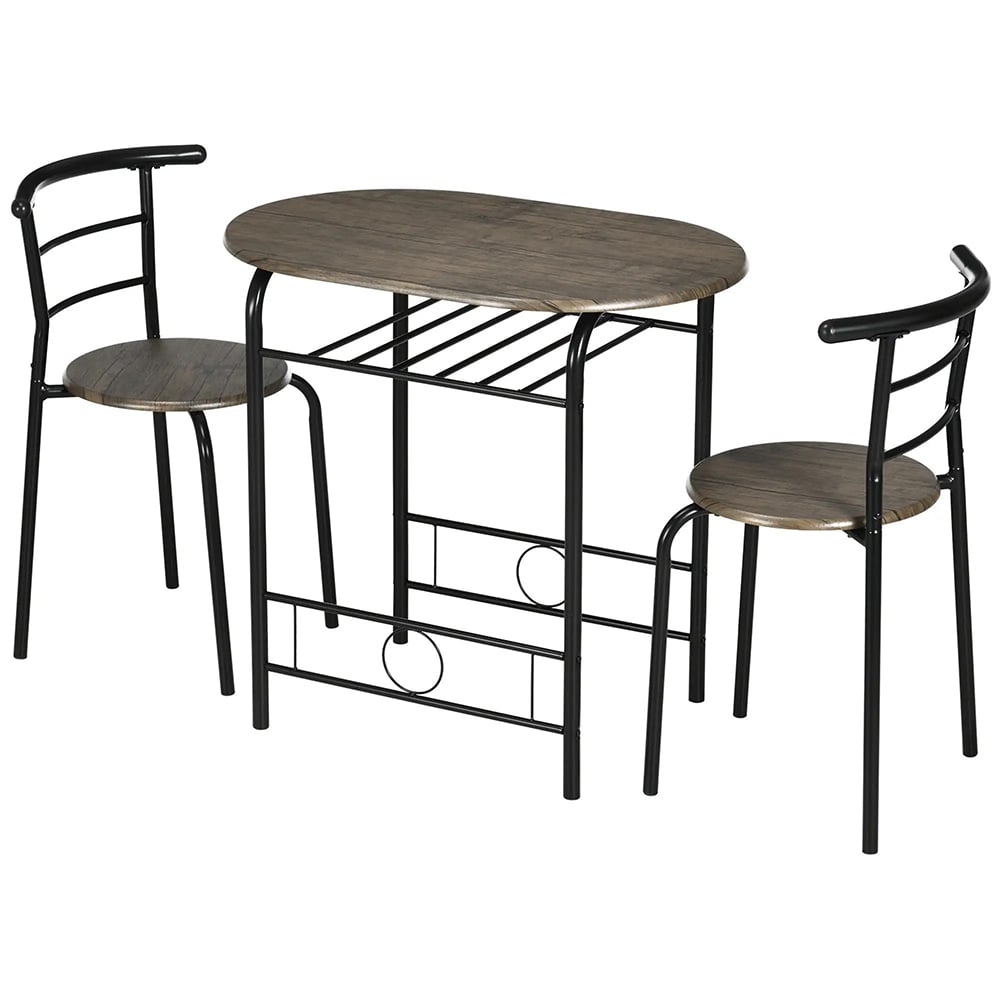 Zestaw Bistro Set, stół jadalny, stół kuchenny z krzesłami, 1 stół, 2 krzesła, 80 cm x 53 cm x 74,5 cm, czarny