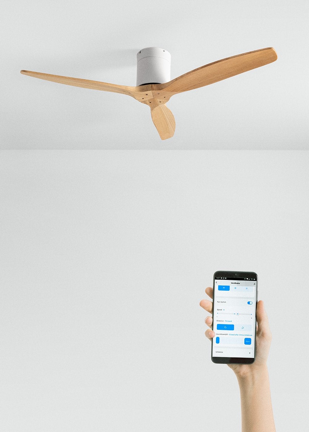 CREATE - WIND CALM M - Ventilateur de plafond silencieux 40W avec pales techniques en ABS Ø132cm sans eclaraige avec wifi - 4