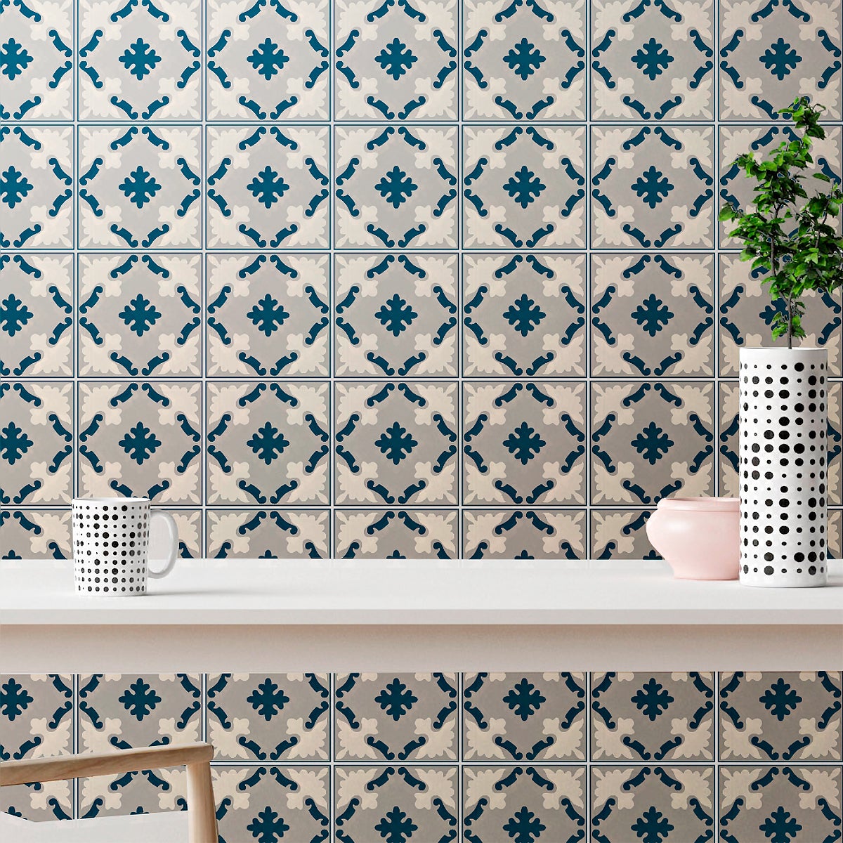 24 adesivi piastrelle di cemento azulejos Carmita - Sticker adesivo - adesivi murali - 24stickers15x15cm - 4