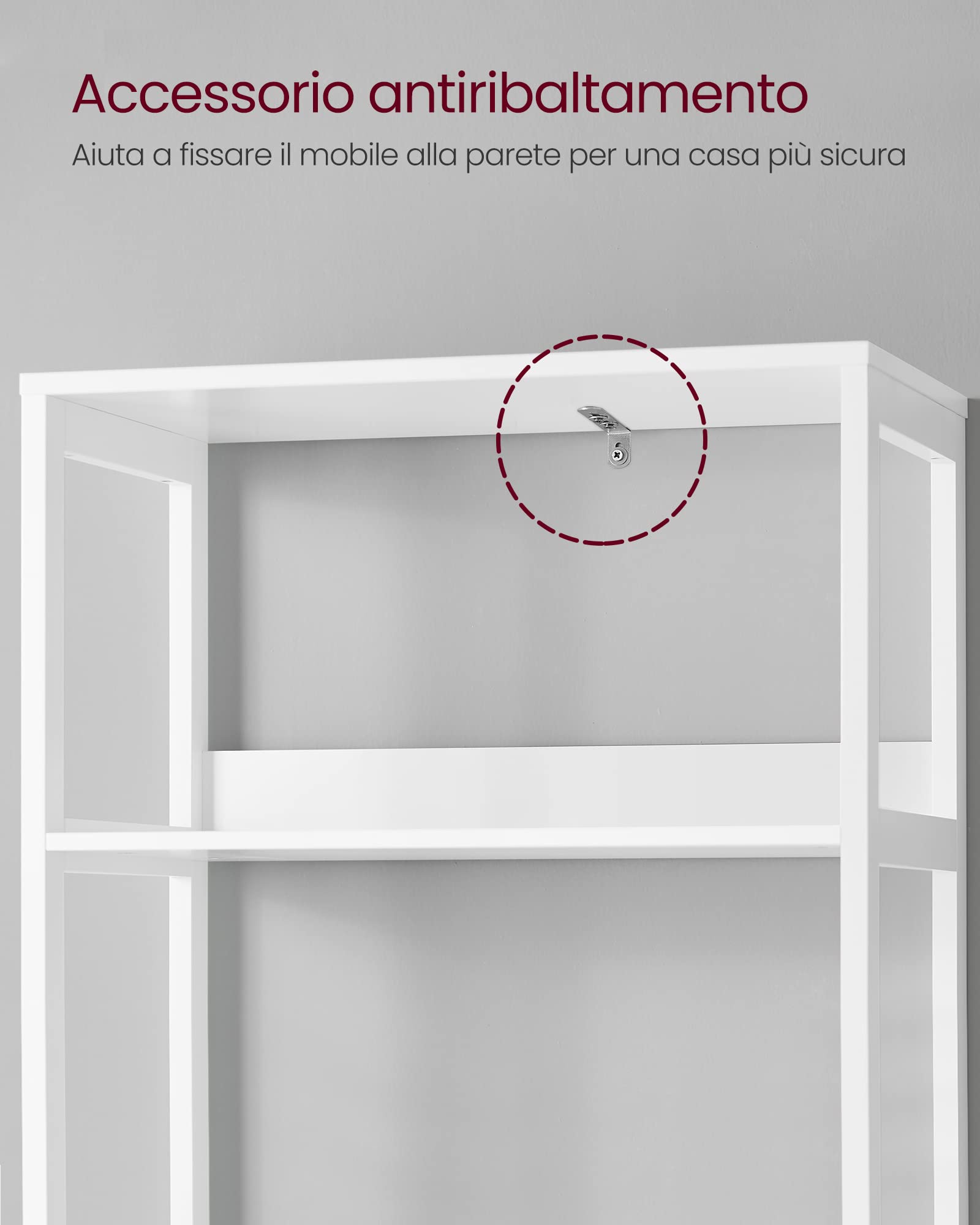 Meuble De Salle De Bain Avec 3 Compartiments Ouverts, 1 Tiroir, 1 Placard, 60 x 32,5 x 154 cm - 9
