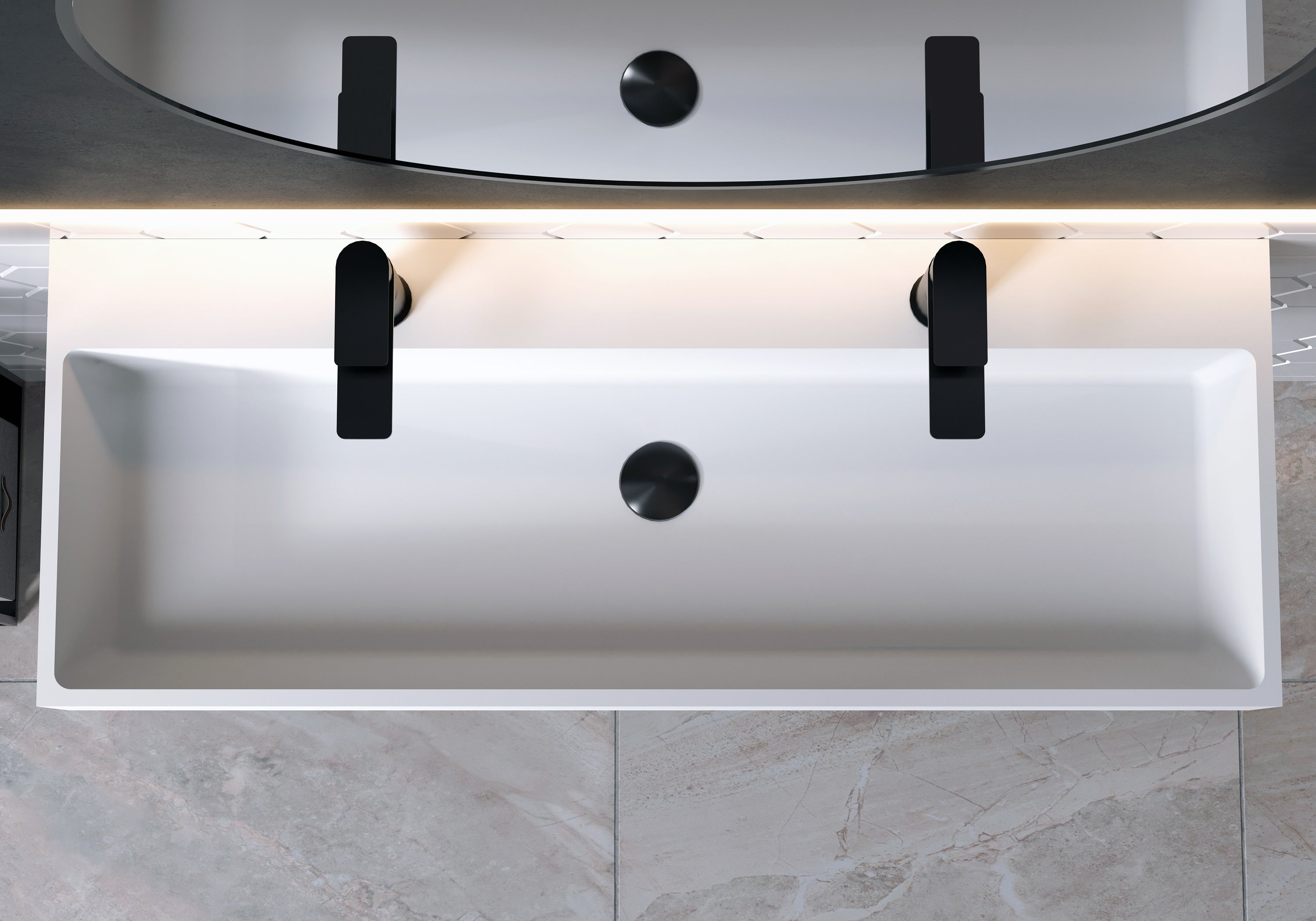 BERNSTEIN - Vasque moderne 110x42x13cm Lavabo en fonte, Lave main à poser - PB2144-1 - 4