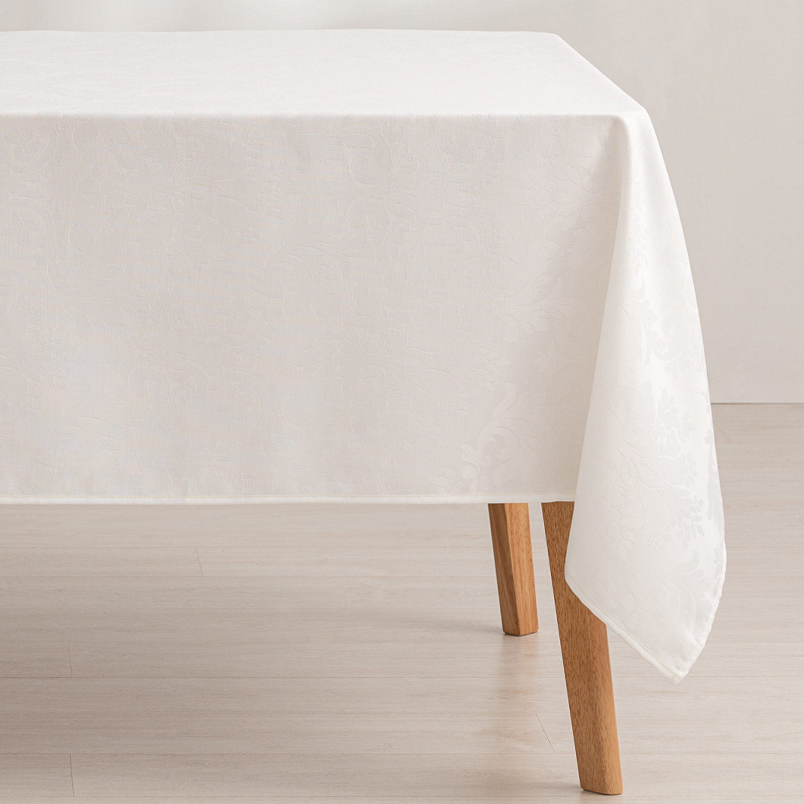 Mantel antimanchas mesa rectangular floral jacquard impermeable 140x180 cm, tacto tela, color blanco - dama