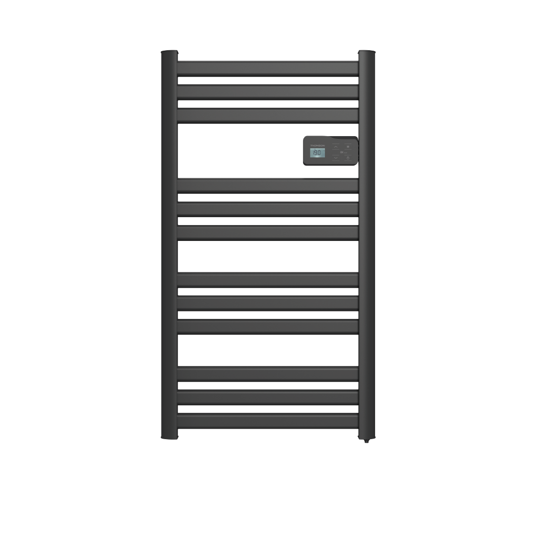 Elektryczny suszarka do ręczników Thomson bez płynu, podłączona do sieci WiFi, z dmuchawą 500 W, kolor czarny cosmo