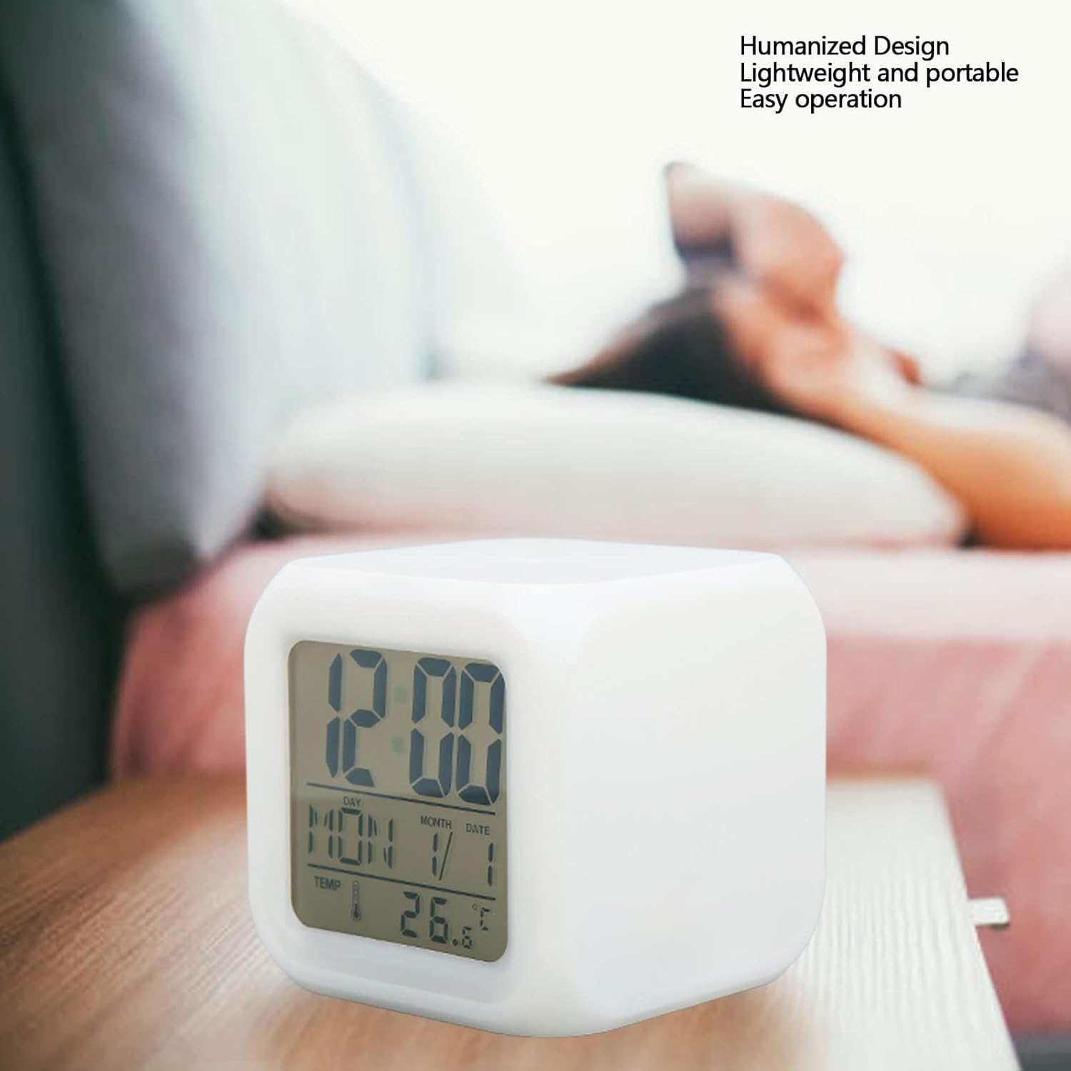 Orologio Digitale LED Ampio Display Con Data E Sveglia – Per Soggiorno, Camera, Ufficio, Bianco