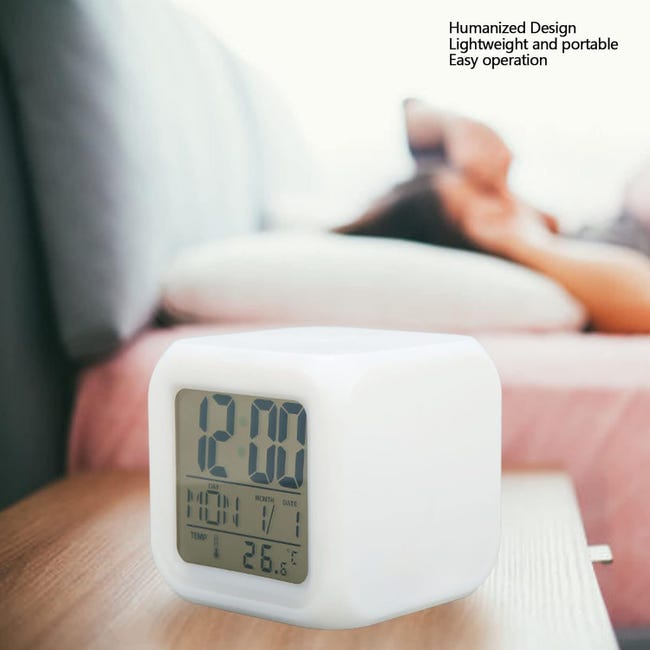 Orologio Digitale Cubo Ologramma 3D Con Stazione Meteo Wi-Fi | Display Personalizzato Con Foto E GIF, Orologio Creativo Bianco