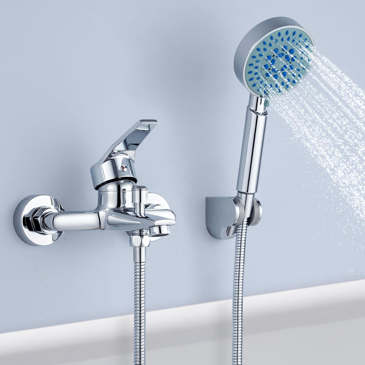 En acier inoxydable 304 finition chromée douche pluie Ensemble Mitigeur salle de bain Douche mural set robinet pour salle de bains - Chine Robinet, douche