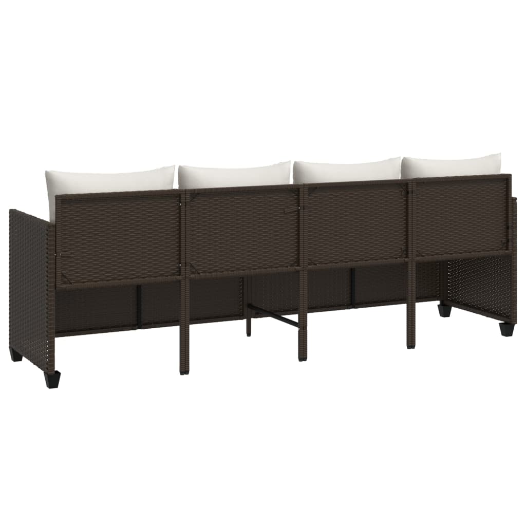 Tumbona con cojines ratán sintético marrón - COMFORTXL - 6