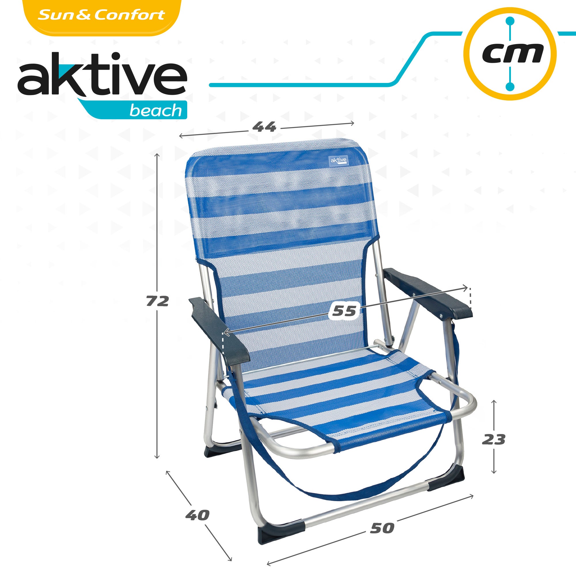 Cadeira dobrável fixa alumínio Aktive Beach - marinheiro - 6