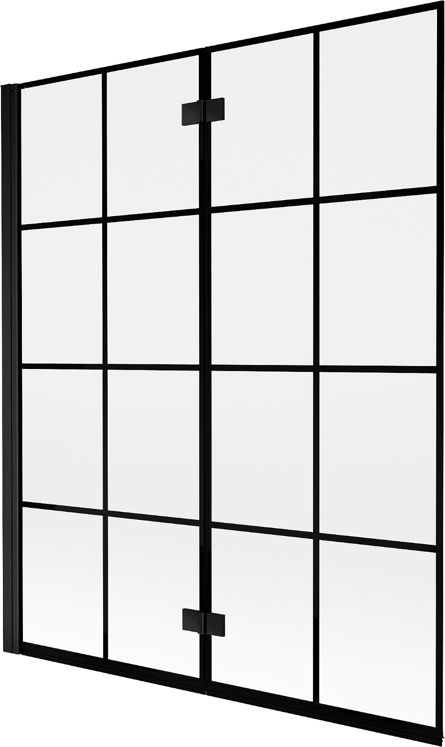 Mexen Mist parawan nawannowy 2-skrzydłowy lewy 140 x 150 cm, czarna kratka, czarny - 8A9-140-002-70-77-L