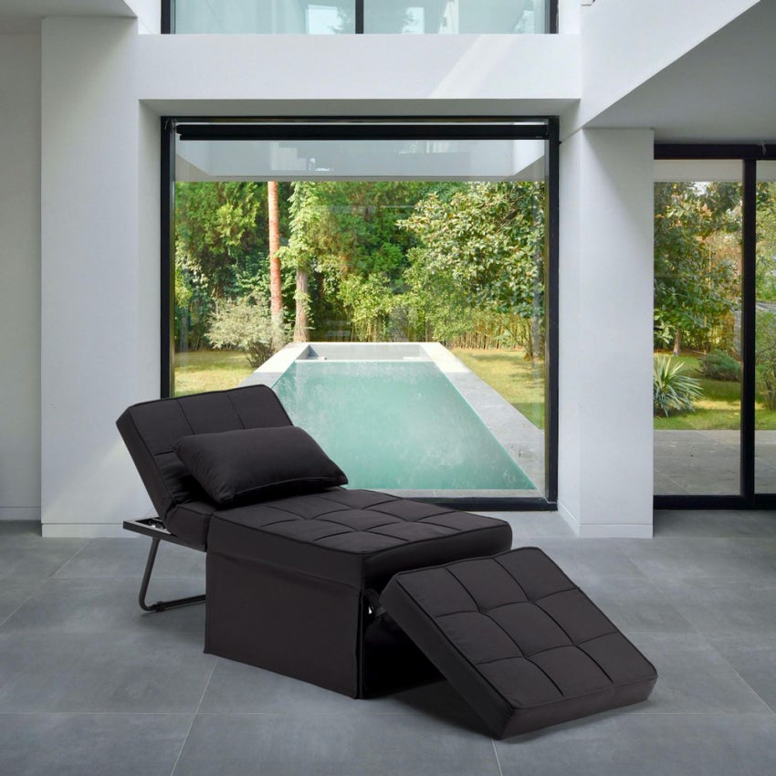 Pouf poltrona letto pieghevole in tessuto Sweet Relax - Nero - 9