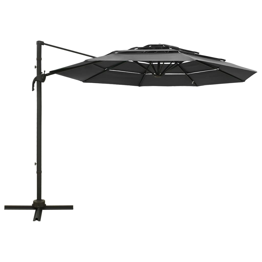 Parasol à 4 niveaux avec mât en aluminium Anthracite 3x3 m - 3