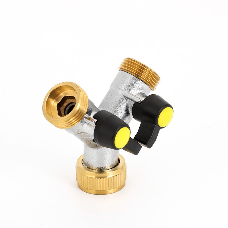 Distributeur Y Pour Robinet - Laiton, 2 Voies Avec Vannes Indépendantes, Pour Lave-linge, Jardin, Cuisine