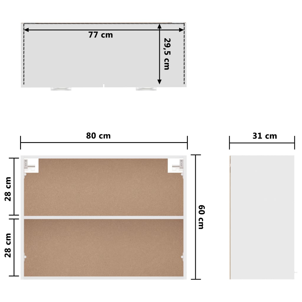 Meuble suspendu Blanc 80 x 31 x 60 cm Bois d'ingénierie - 9